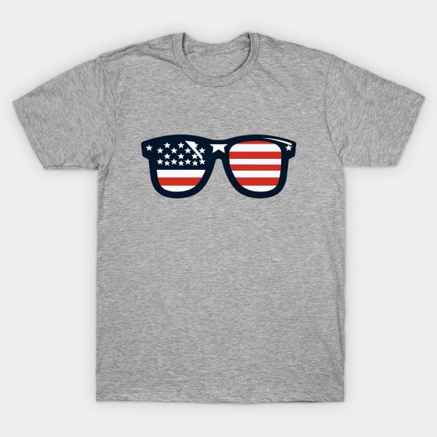 American Flag Sunglasses T-Shirt by KayBee Gift Shop